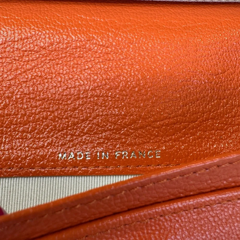 CHANEL CC Diamond Embossed Coral Leather Wallet SHW Sticker #11 2006-08 COA - Picture 10 of 13